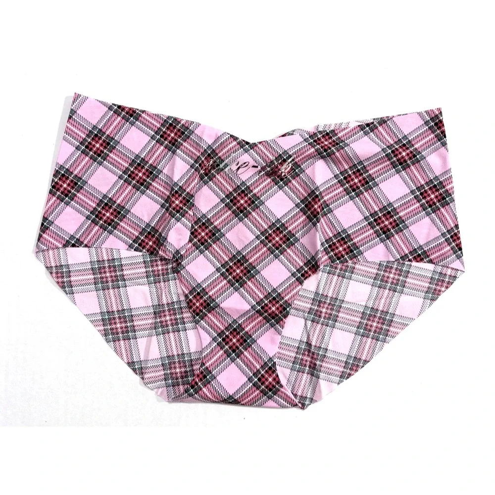 Victoria's Secret PINK No Show Cheeky Panty Womens XXL Plaid Smooth